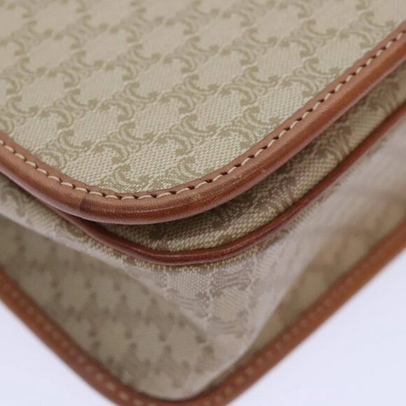 CELINE Macadam Canvas Shoulder Bag Beige Brown Gold Auth kk341V - Picture 10 of 16